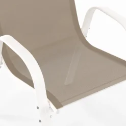 6 chaises de jardin blanc et beige empilables en métal et textilène