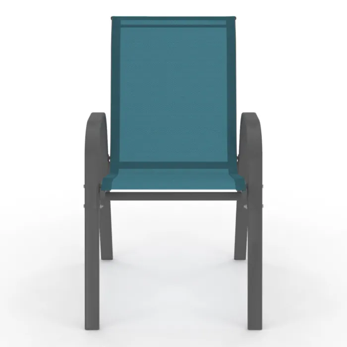 4 chaises de jardin en métal et textilène bleu canard