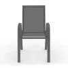 6 chaises de jardin en métal et textilène gris, noir et terracotta empilables