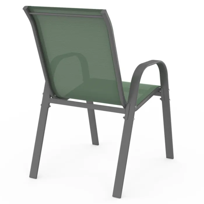 6 chaises de jardin vert olive empilables en métal et textilène
