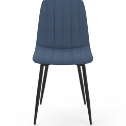 6 chaises en tissu bleu