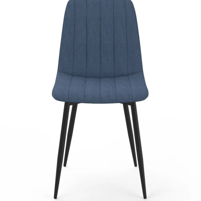 6 chaises en tissu bleu