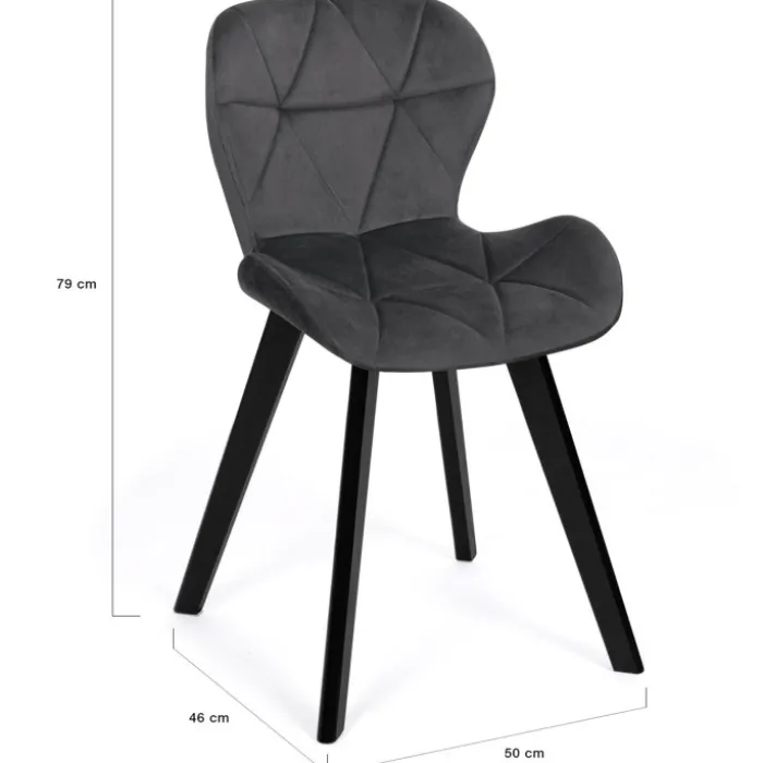 6 Chaises en velours gris foncé