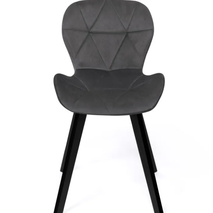 6 Chaises en velours gris foncé