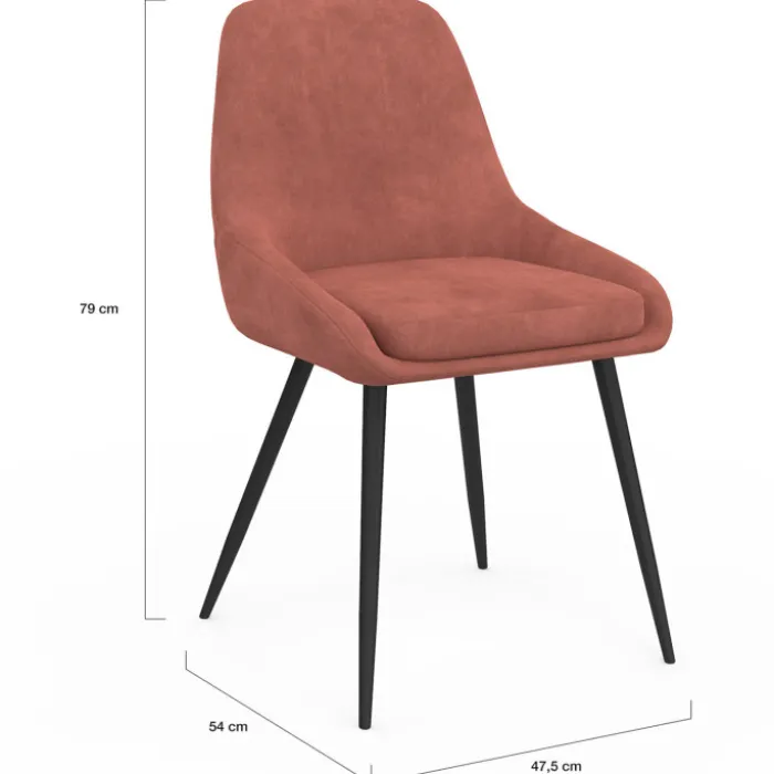6 chaises en velours mix color gris, terracotta et beige