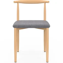 6 chaises imitation bois et tissu gris clair