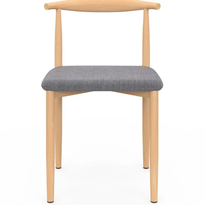 6 chaises imitation bois et tissu gris clair