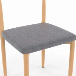 6 chaises imitation bois et tissu gris clair