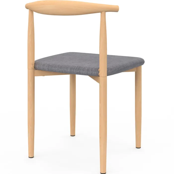 6 chaises imitation bois et tissu gris clair