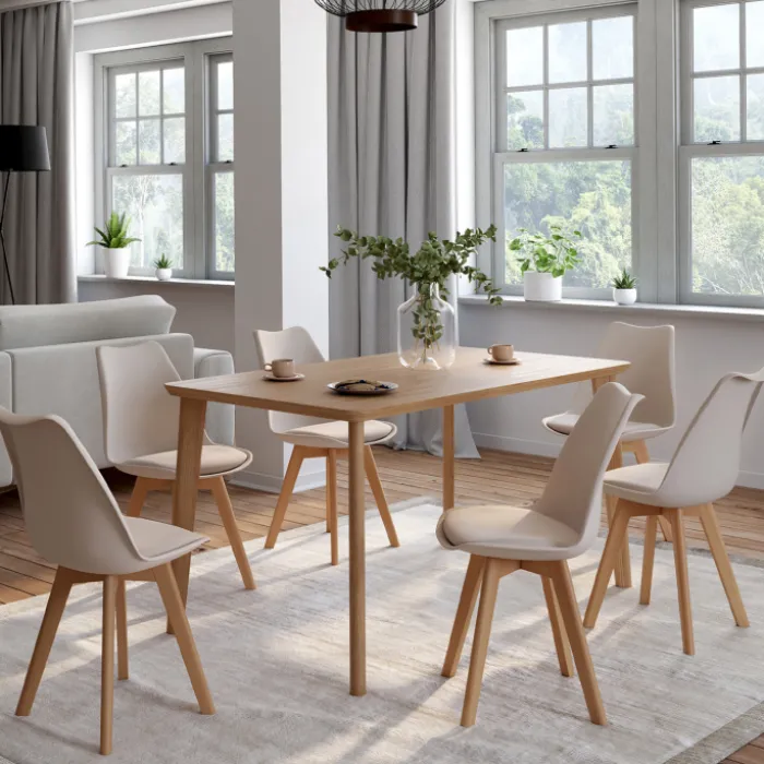 6 chaises scandinaves beiges