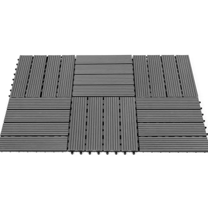 10 dalles de terrasse clipsables 30x30 cm en bois composite gris