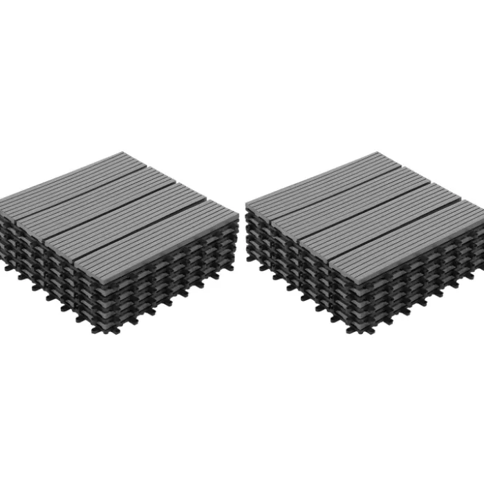 10 dalles de terrasse clipsables 30x30 cm en bois composite gris
