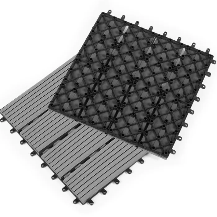 10 dalles de terrasse clipsables 30x30 cm en bois composite gris