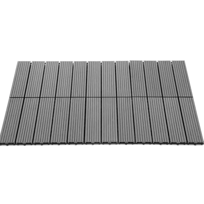 10 dalles de terrasse clipsables 30x30 cm en bois composite gris