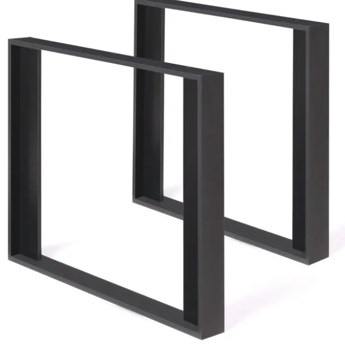 2 pieds de table carrés noir 75 cm