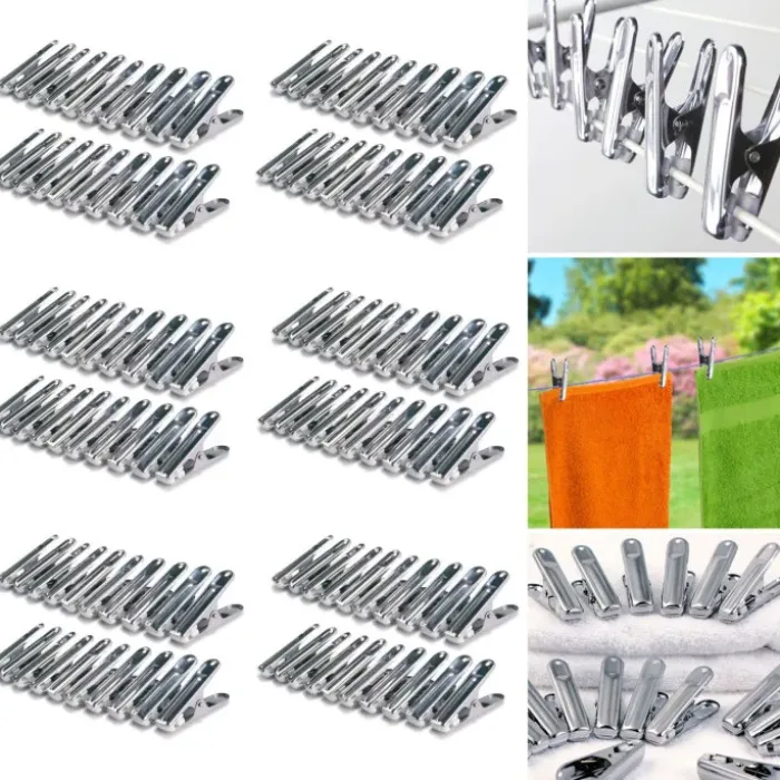 120 pinces à linge inox, pinces incassables, inusables, ne rouillent pas