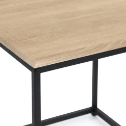 3 tables basses gigognes bois et métal carrées