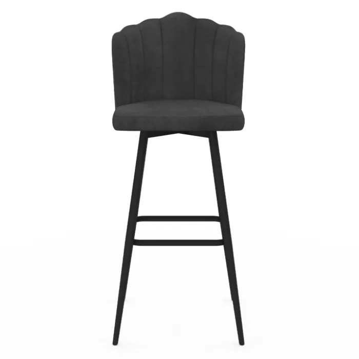 2 tabourets coquillages en velours gris anthracite