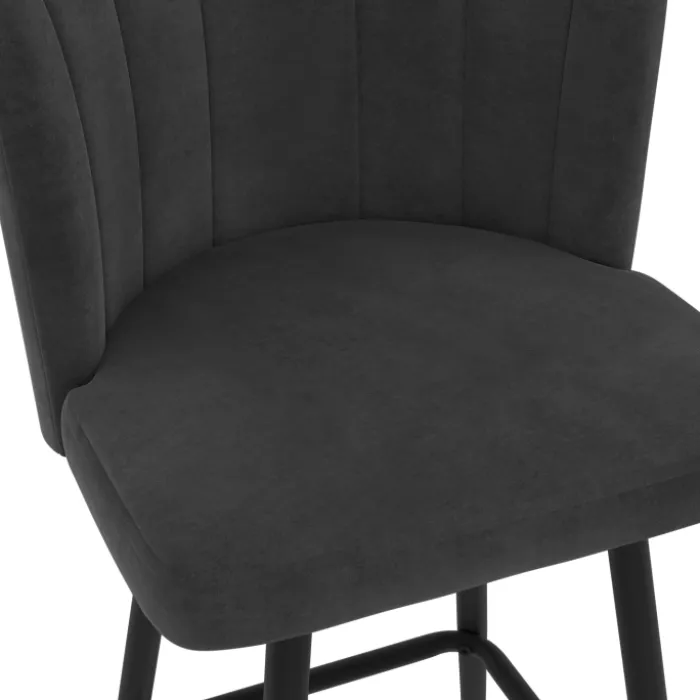 2 tabourets coquillages en velours gris anthracite