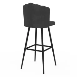 2 tabourets coquillages en velours gris anthracite
