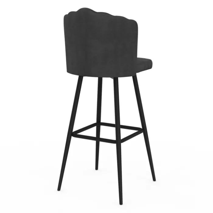 2 tabourets coquillages en velours gris anthracite