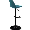 2 tabourets de bar design bleu canard et pied noir