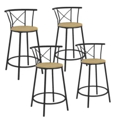 4 tabourets de bar industriel avec dossier arrondi