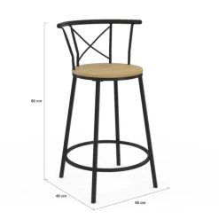 4 tabourets de bar industriel avec dossier arrondi
