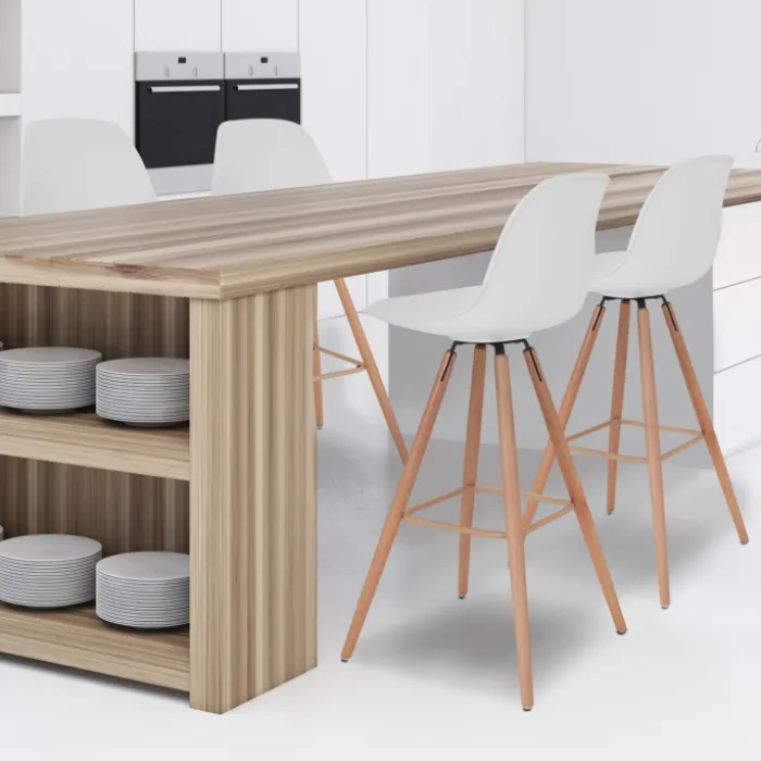 4 Tabourets de bar scandinave blanc SARA