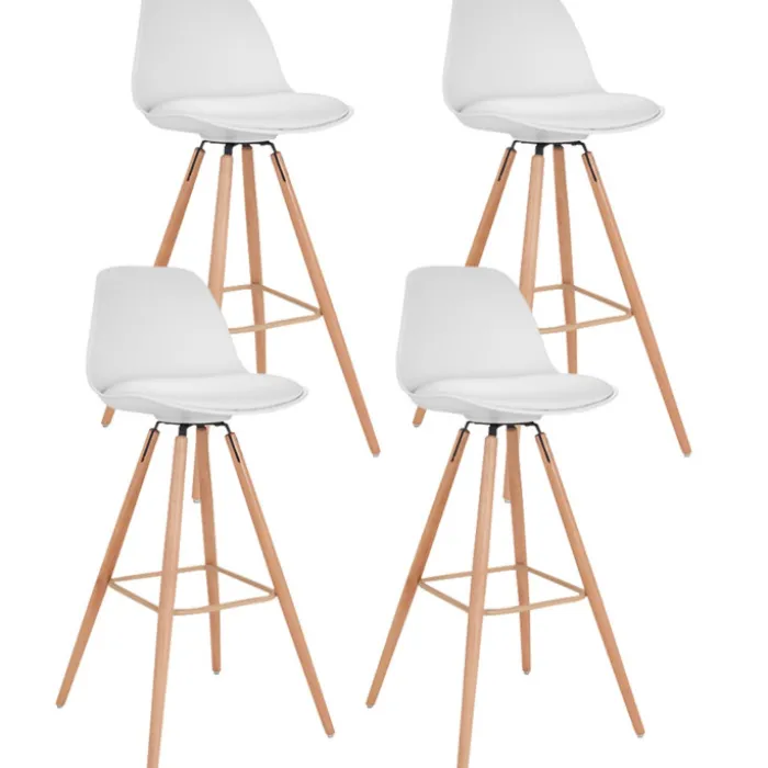 4 Tabourets de bar scandinave blanc SARA
