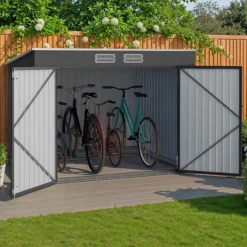 Abri à vélos en métal gris anthracite verrouillable avec kit d'ancrage pour 4 vélos