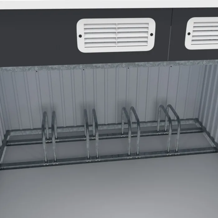 Abri à vélos en métal gris anthracite verrouillable avec kit d'ancrage pour 4 vélos