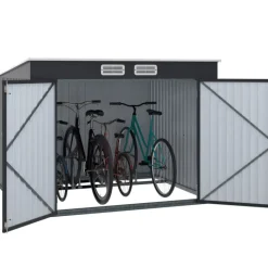 Abri à vélos en métal gris anthracite verrouillable avec kit d'ancrage pour 4 vélos