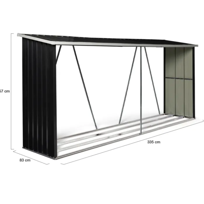 Abri bois de chauffage 4 m³ en acier galvanisé