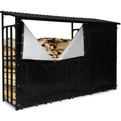 Abri bois de chauffage en acier galvanisé avec housse de protection