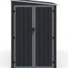 Abri de jardin adossé 3 m² gris en acier galvanisé double porte latérale