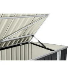 Abri de jardin en métal effet bois verrouillable multi-rangement pour stockage vélos, outils, poubelles