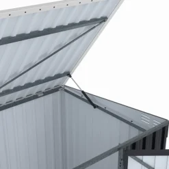 Abri de jardin en métal gris anthracite verrouillable multi-rangement pour stockage vélos, outils, poubelles