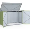 Abri de jardin en métal vert olive verrouillable multi-rangement pour stockage vélos, outils, poubelles