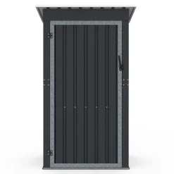 Abri de jardin gris en acier galvanisé 100 x 95 x 160 cm avec toit incliné 1 porte