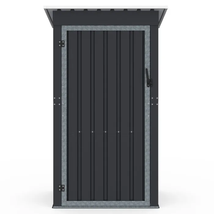 Abri de jardin gris en acier galvanisé 100 x 95 x 160 cm avec toit incliné 1 porte