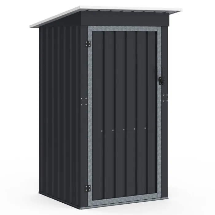 Abri de jardin gris en acier galvanisé 100 x 95 x 160 cm avec toit incliné 1 porte