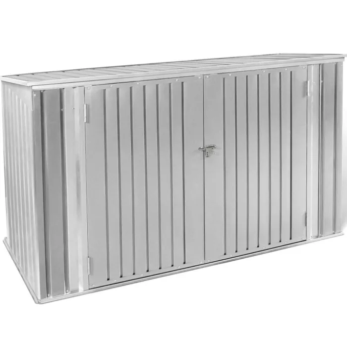 Abri de jardin multi-rangements en métal gris clair