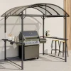 Abri pour barbecue 240 x 150 x 220 cm avec étagères, en métal gris et toit en polycarbonate