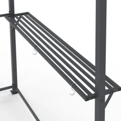 Abri pour barbecue 240 x 150 x 220 cm avec étagères, en métal gris et toit en polycarbonate