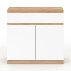 Armoire à chaussures 12 paires 2 portes 1 tiroir blanc et effet bois