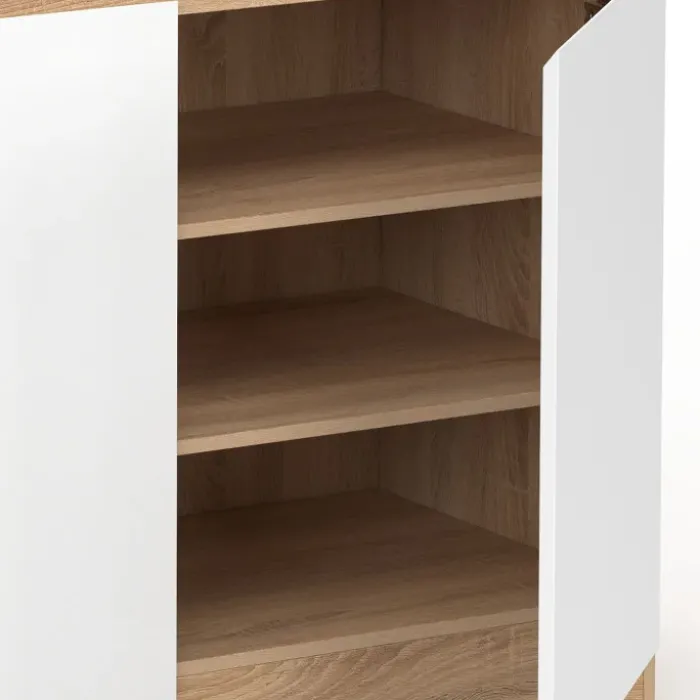 Armoire à chaussures 12 paires 2 portes 1 tiroir blanc et effet bois