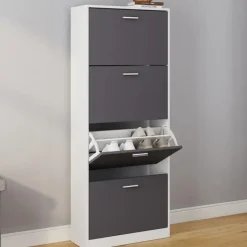 Armoire à chaussures 4 portes grises