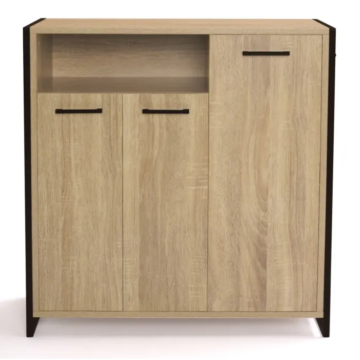 Armoire à chaussures avec portes et une niche bois et métal