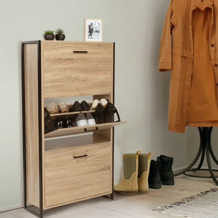 Armoire à chaussures bois et métal